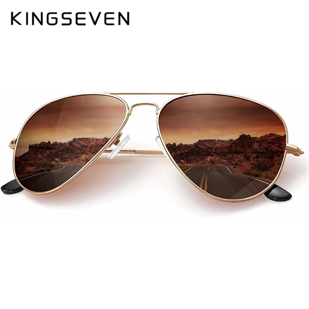 KINGSEVEN New Fashion Men‘s Sunglasses Polarized UV400 Mirror Gradient Lens Pilot Frame Glasses Women Retro Luxury Eyewear