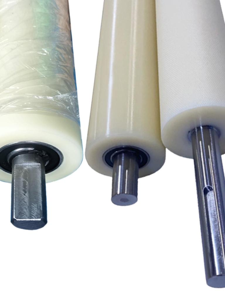 Custom Nylon & Plastic Roller Drums and Support Shafts for Conveyor Systems