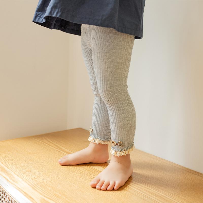 

2024 Осень Новые детские брюки для младенцев и малышей, Нижнее белье, Брюки Nine Point, Женская одежда L/90-105cm светло-серый