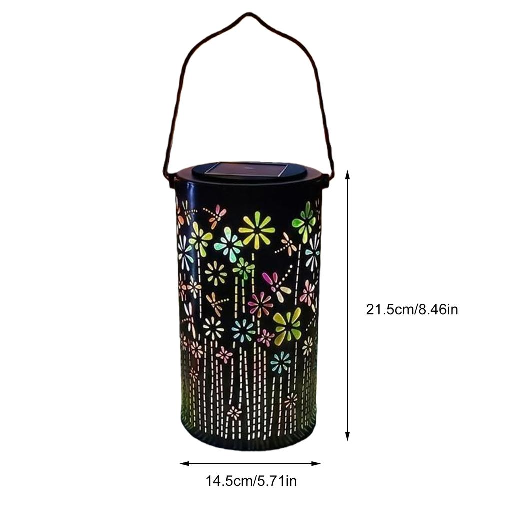 Solar Lantern Outdoor Hanging Solar Lights with Hollow Flower Pattern Waterproof LED Solar Lantern for Mom Women Mother Grandma