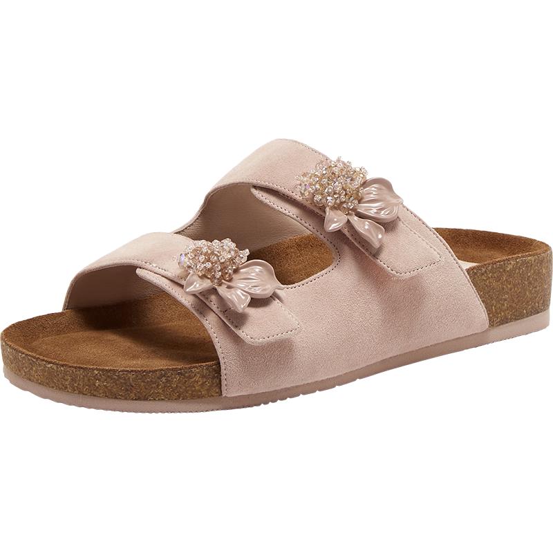 Zhenmeishi Women s Iris Sheep Leather Birken-Style Cork Sandals FR 37 розовый