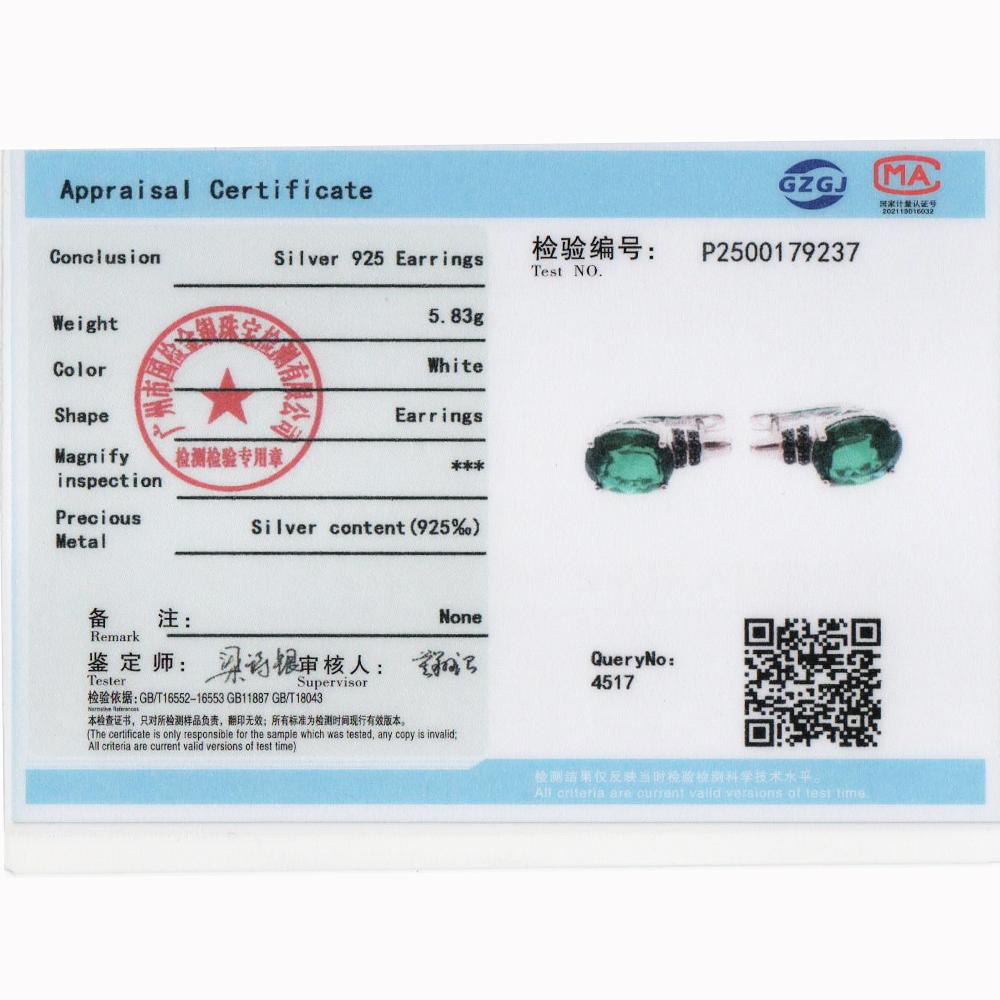Gorgeous clasp earrings Created oval 10*12mm emerald nano 925 sterling silver fine jewelry for women's party daily wear