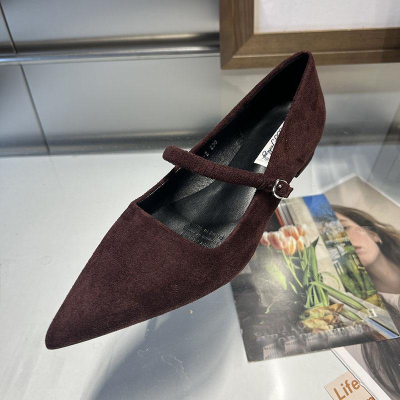 Fashion Fashion Shallow Ladies Medium Heels Pumps Shoes Female Buckle Strap Footwear Flock Women Heeled Mary Janes Shoes 2025 New New