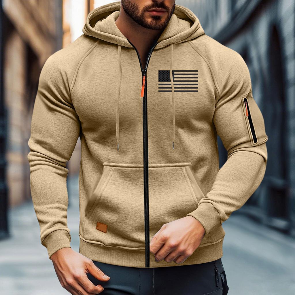 Men's  Leisure  Long Sleeves  Zipper  Hooded Hood  Hoodie  Coat  Hooded Hood