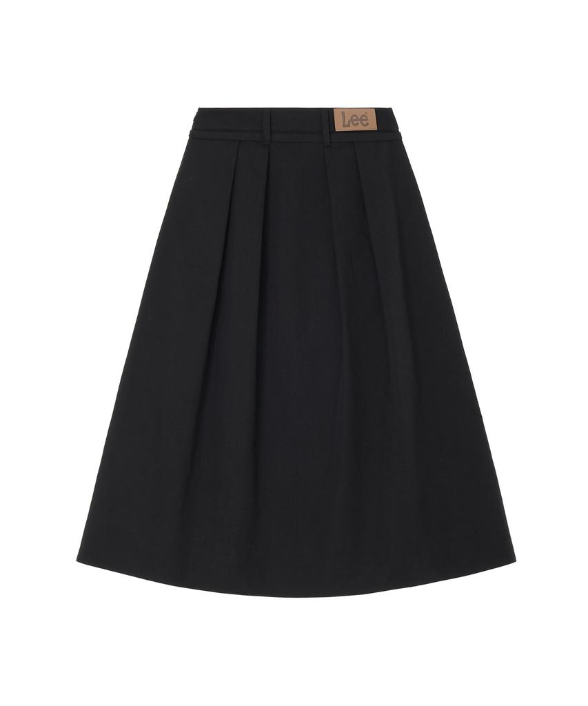 Lee Cotton Pleated Long Skirt Black