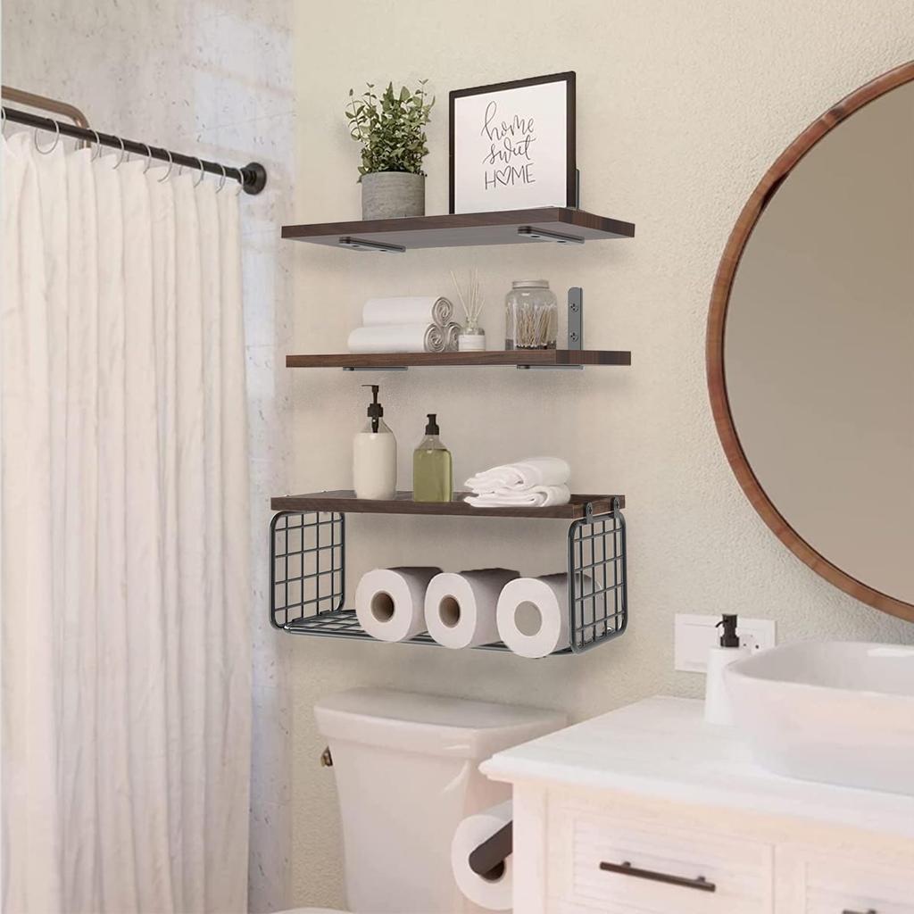 Set of 5 DIY Wall 40cm W x 11cm with Wooden Corner Frame and 1 Metal Storage Storage Storage and Shelving for Living and Laundry Easy Installation