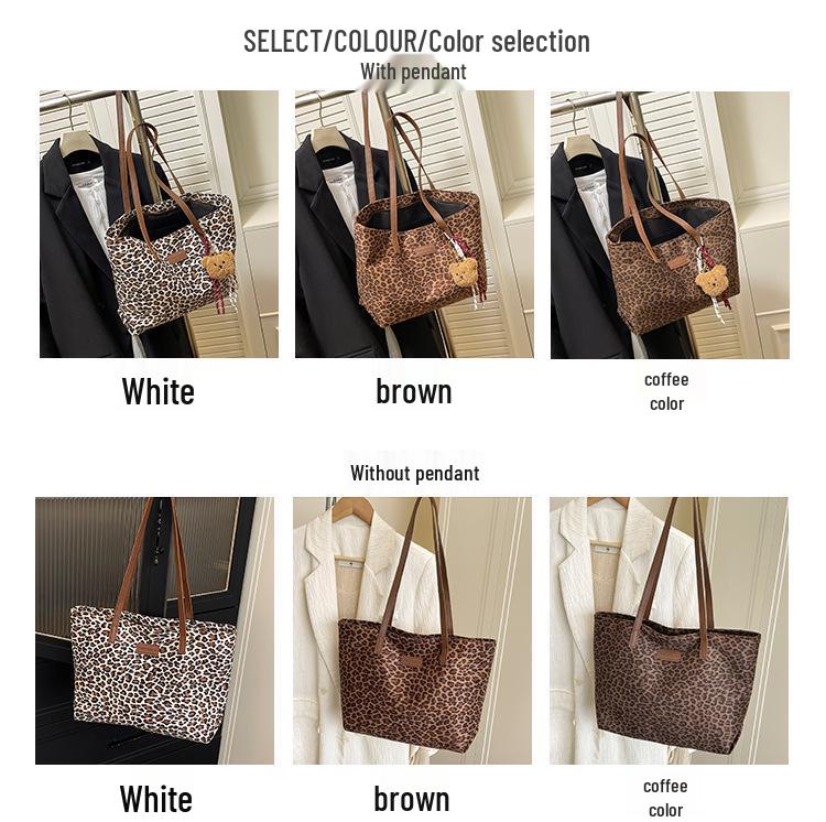 Leopard Print European Retro Tote Bag: Fashionable, Versatile, Large-Capacity Shoulder Handbag for Women
