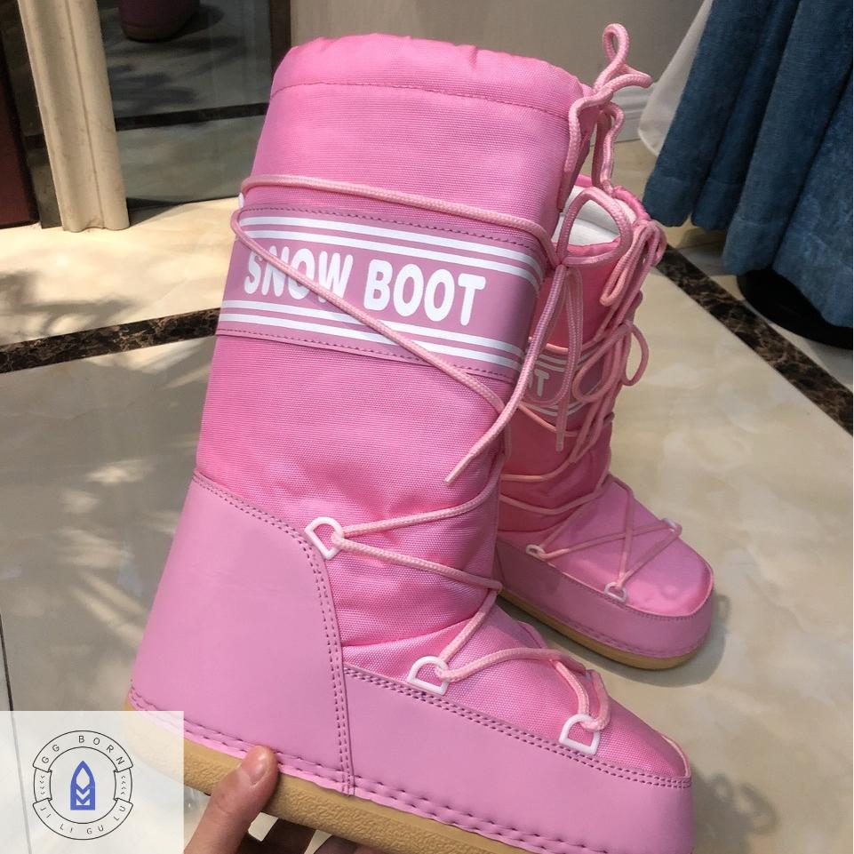 Buy Round Toe Mid Tube Women's Snow Boots with Thickened Moonshoes