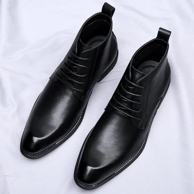 

Чоботи Челсі Повсякденне шкіряне взуття Модні та універсальні чоловічі ботильйони Ділове взуття Класичні вінтажні шкіряні чоботи 42 чорний