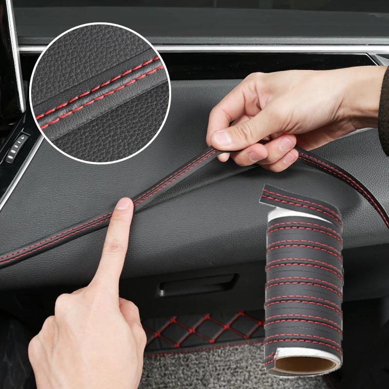 PU-Leder gewebte Auto-Dekorstreifen für Autotür-Armaturenbrett-Aufkleber, Auto-Innenraum-DIY-Streifen