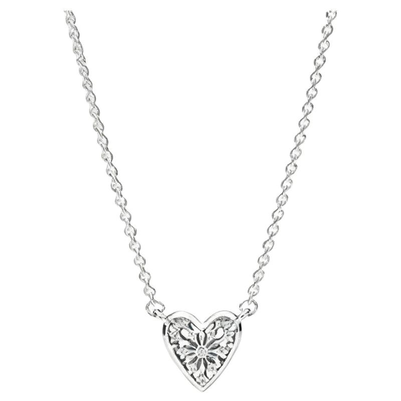 Pandora Love Pave Pendant 925 Silver Cubic Zirconia Necklace Women s Silver 396370CZ серебряный