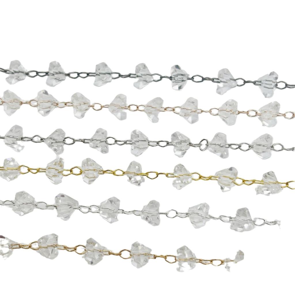 DIY Jewelry Supplies: 6mm Transparent Crystal & Color-Preserving Copper Chains for Necklace & Bracelet Making, In Six Colors