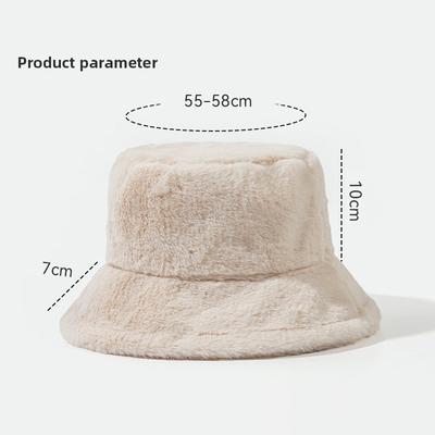 Warm Thick Plush Bucket Hats For Women Fluffy Winter Outdoor Sun Visor Panama Fisherman Cap