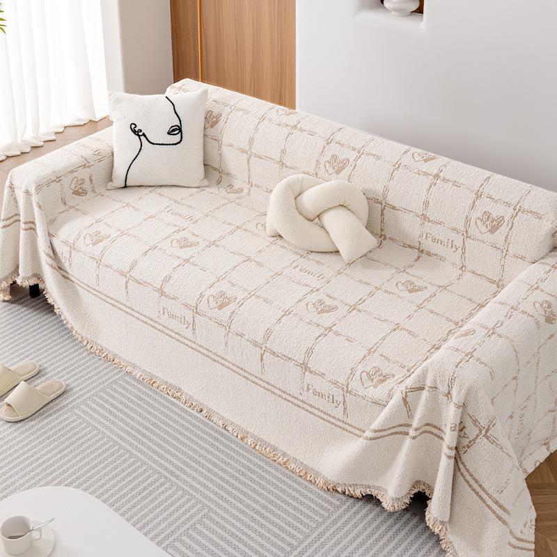 Plush Yarn Sofa Towel All-Inclusive Sofa Cover Dust Cover Living Room Straight Row Sofa One Piece Cover Cloth Anti-Scratching