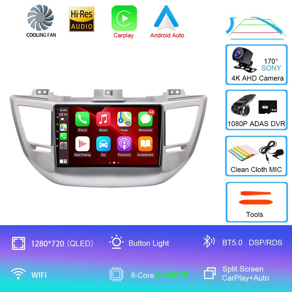 Car Radio Android 14 Carplay For Hyundai Tucson IX35 3 2015 2016 2017 2018 2Din Multimedia Video Player Navigation GPS Head Unit