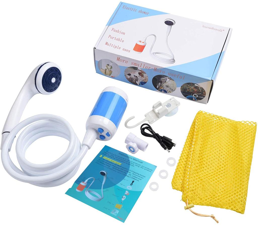 Laserbeak Portable Electric Pump Shower for Indoor or Outdoor Pet Bathing (Light Blue)