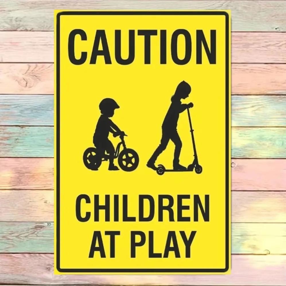 Осторожно: Алюминиевый знак безопасности «Дети играют» – Предупреждение о превышении скорости для безопасности детей 20x30cm