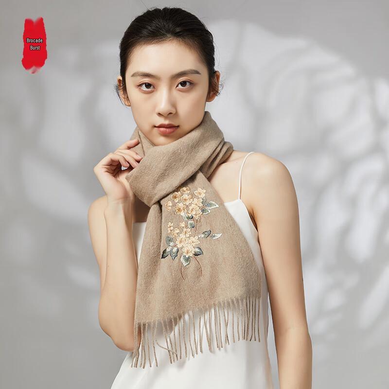 Zhi Jin Lou Women's Embroidered Wool Shawl Scarf