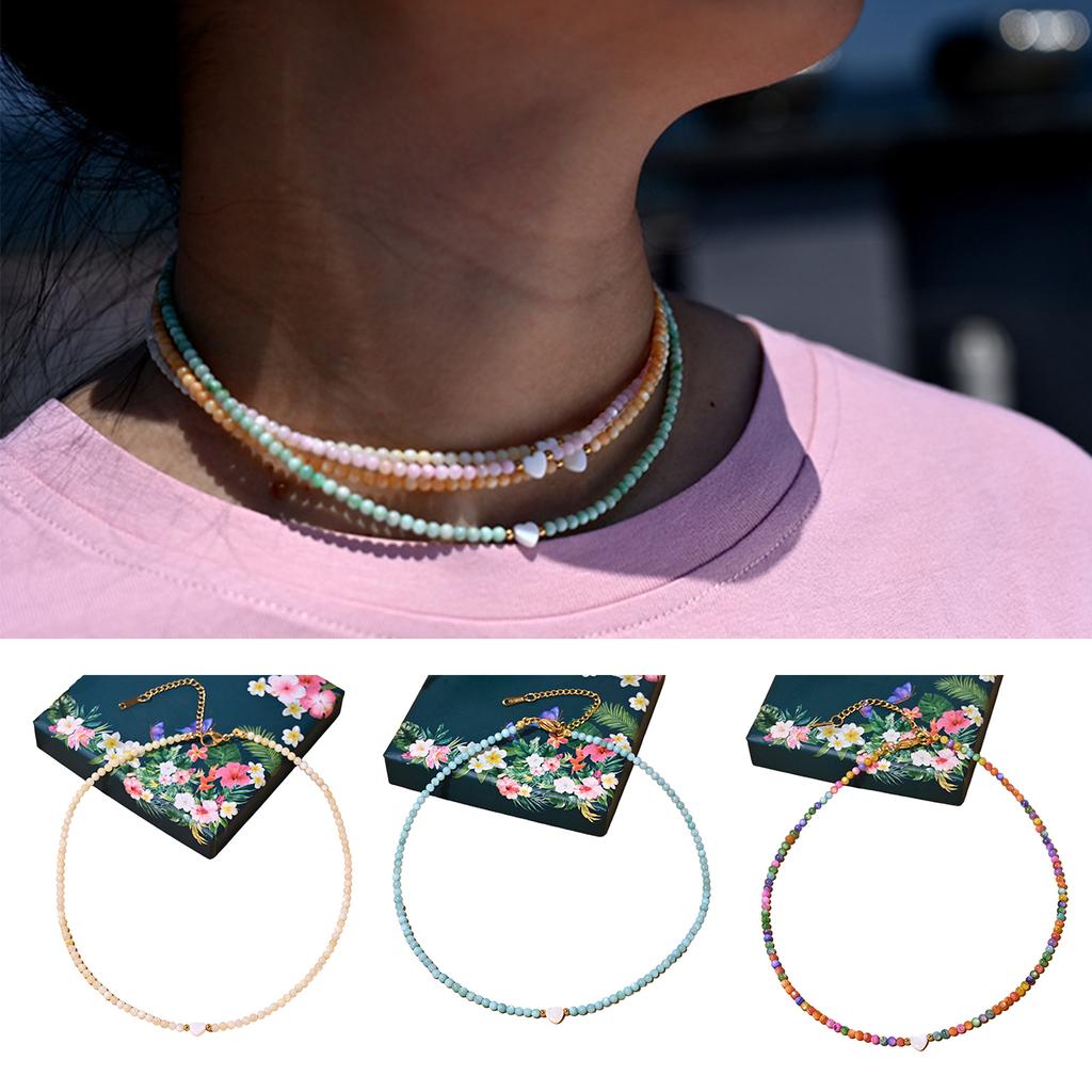 Elegant Heart Shaped Freshwater Shell Necklace Jewelry Accessory for Women Ladies Handmade Stainless Steel Jewelry