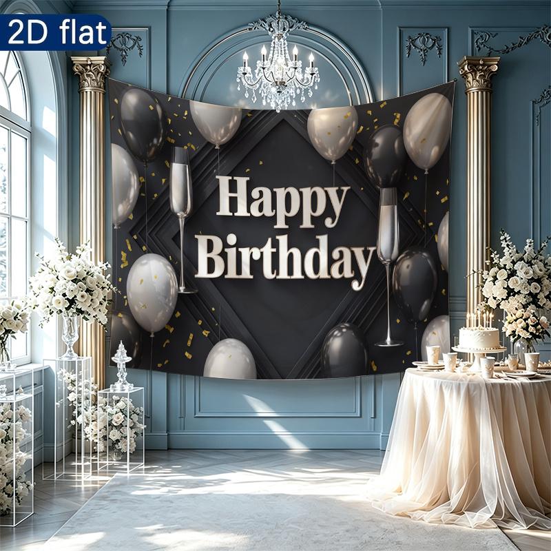 Party Backdrop Balloon Black White Photo Booth Background Front Door Decor