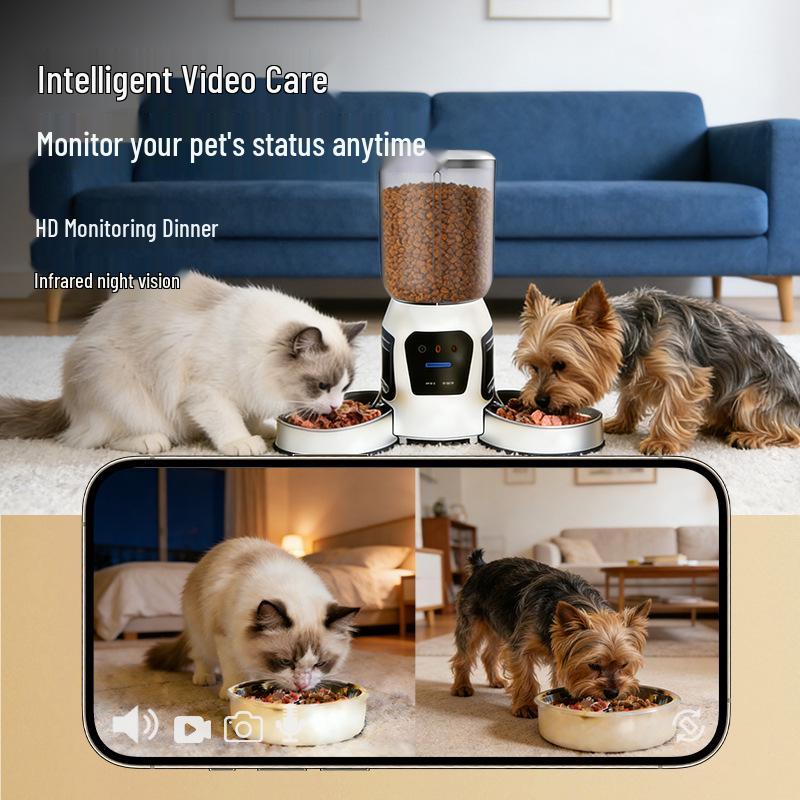 Smart Dual-Lens Automatic Cat Feeder with Camera