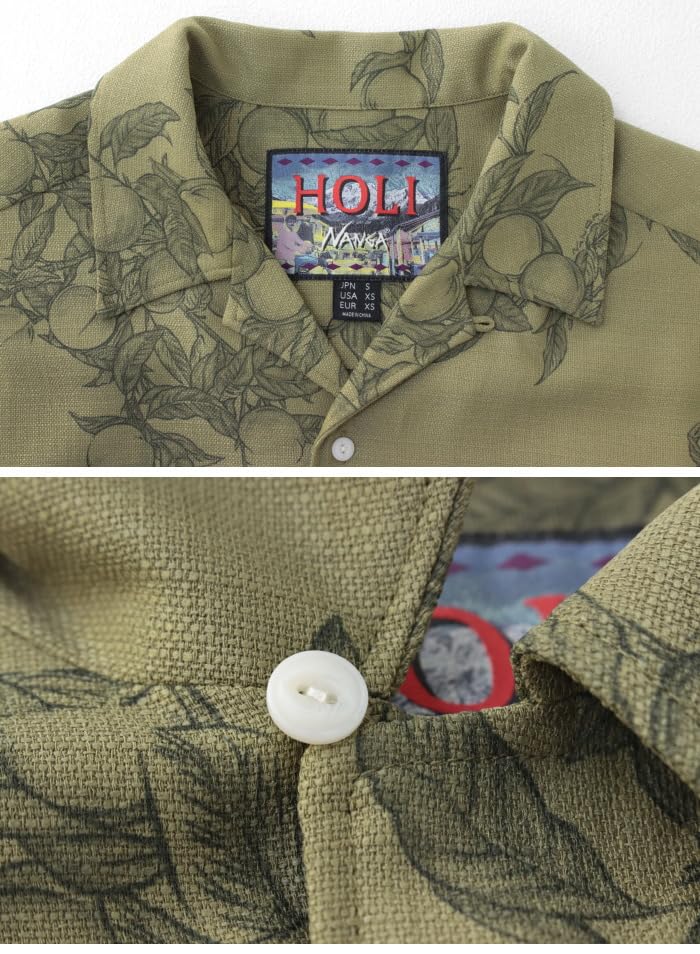 NANGA Saru Shirt N2500-1J600C Men's Short Sleeve Open Collar Floral Print M KHA Khaki