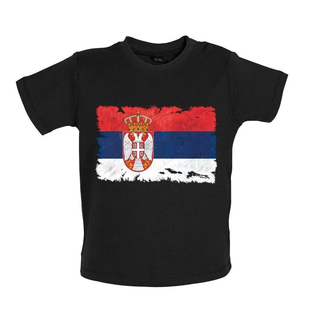 Serbia Grunge Style Flag - Baby / Romper - Belgrade Serbian Country 130