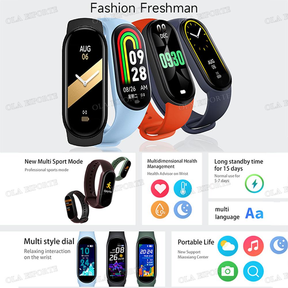 M6 Smart Band IP67 Waterproof Sport Watch Men and Woman Blood Pressure Heart Rate Monitor Fitness Smart Bracelet For Android Ios