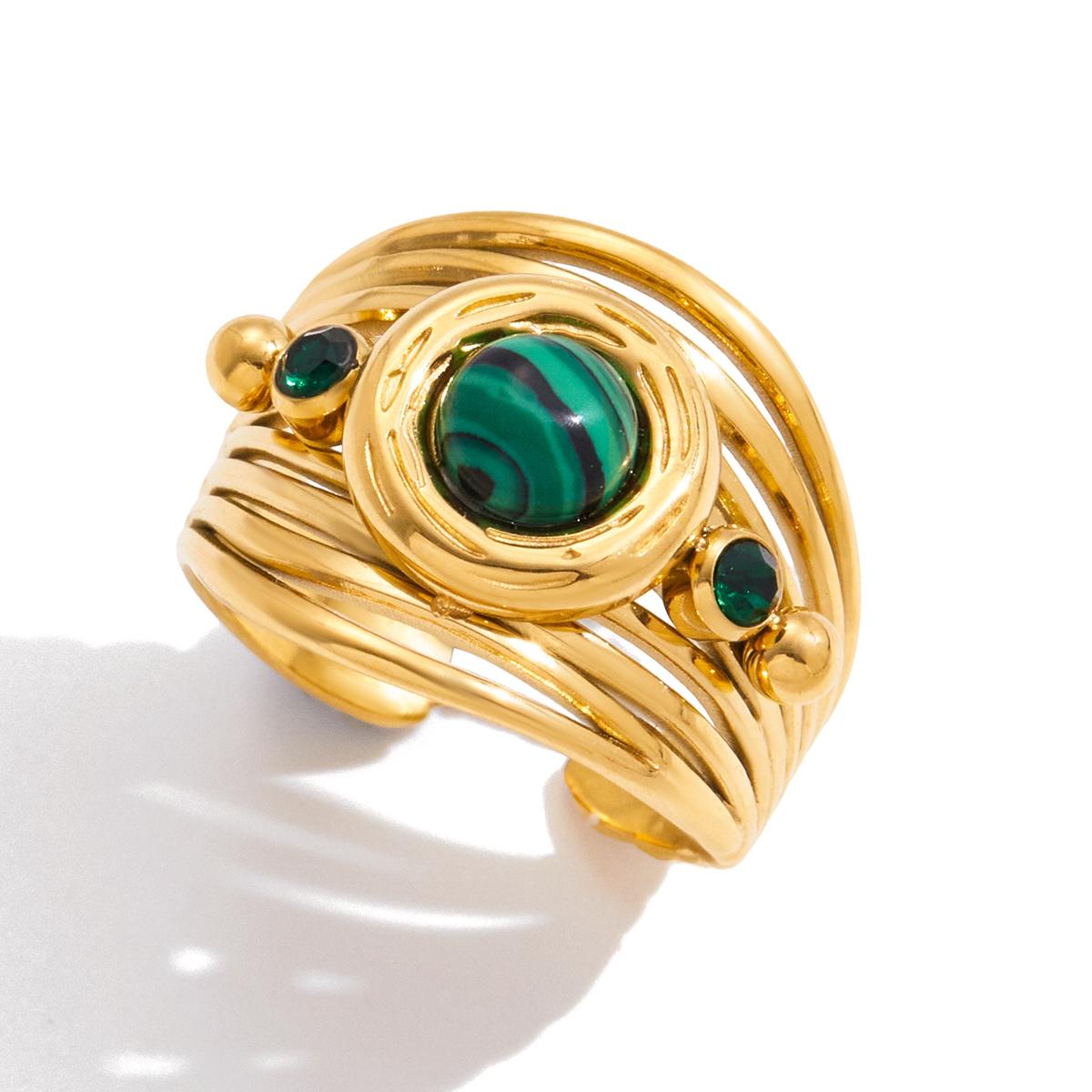 

Yori Натуральный Камень Многослойное Ажурное Кольцо Женское Покрытие PVD 18K Водонепроницаемое Ржавчина-стойкое Аксессуары для Украшений Подарок золотистый