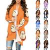 Damen Strickjacke mit langem Ärmel und Halloween-Print für Feiertags-Outfits