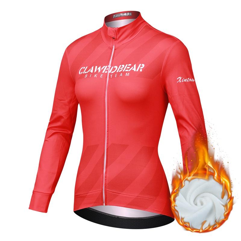 Vinterfleece Ridcykeltröja Dam Cykelkläder Håll Varm Långärmad Cykeltopp