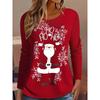 T-shirt Femme Manches Longues Col Rond Impression 3D Thème Noël Mode Confortable Respirant Doux Décontracté Ample Polyvalent