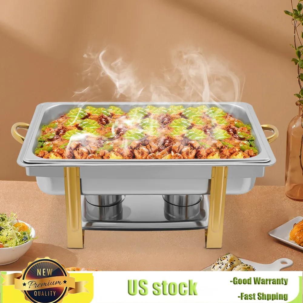 Bymaocar 9L Edelstahl Elegantes Chafing Dish Buffettablett Speisenwärmerbehälter mit Deckel für Buffets/Hotelfrühstück
