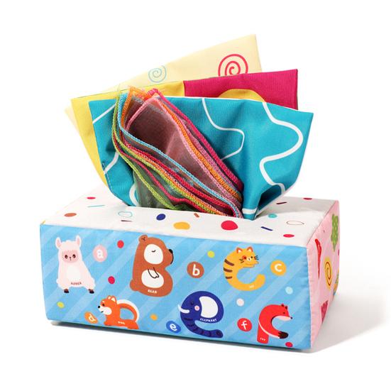 

1 Set Colorful Baby Tissue Box with Crinkle Paper Yarn Cloth Fine Motor Skills Sensory Development Educational Toy Baby Shower Gift Animal