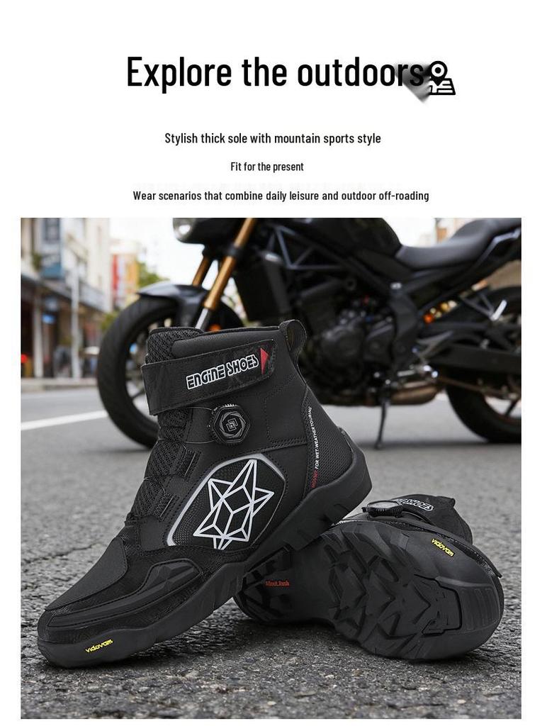 Botas Cortas Antideslizantes para Motocicleta Locomotive - Zapatos de Exterior para Carreras y Turismo para Hombre