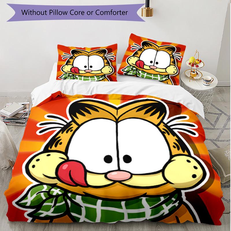 3pcs Duvet Cover Set (1*Duvet Cover + 2*Pillowcase, Without Core), Garfield Print Soft All‑Season Bedding Set, Home Bedroom Decor Gift