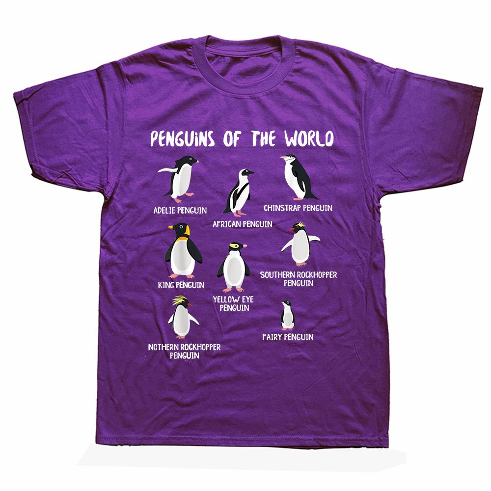 Penguins of the World Funny Animals Cute Penguin Tee Tops Round Neck ShortSleeve Fashion Tshirt Clothing Casual Basic Tshirts