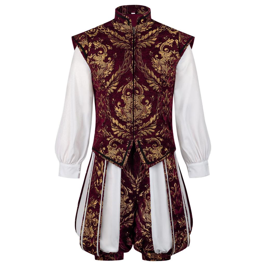 European Renaissance Prince Double-Layer Vest & Pumpkin Pants Men's Suit