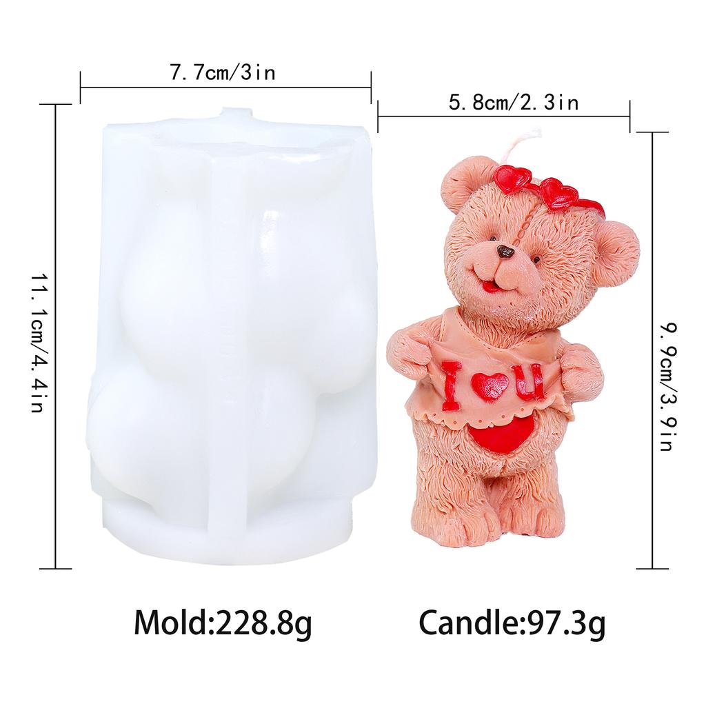 3D medvídek silikonová forma na svíčky zvířátka roztomilý pár medvídků forma na epoxidovou pryskyřici domácí dekorace nástroje na výrobu mýdla romantický svatební dar