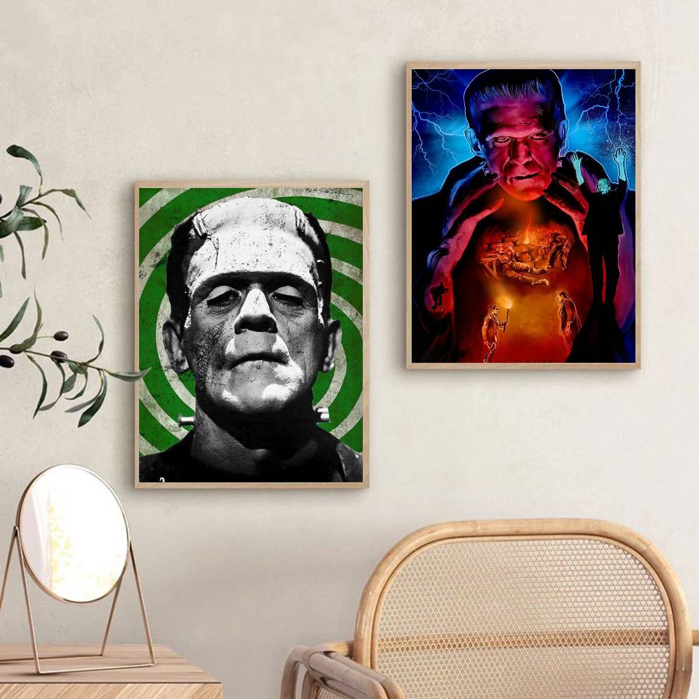 1pc Vintage Frankenstein Monsters Poster Sticker Print Waterproof Wall Art For Living Room Bedroom Home Decor
