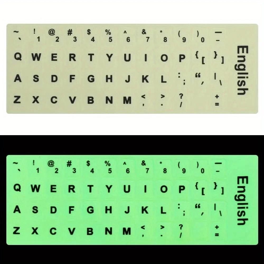 English Luminous Keyboard Stickers Letter Alphabet Layout Sticker For Laptop Desktop PC