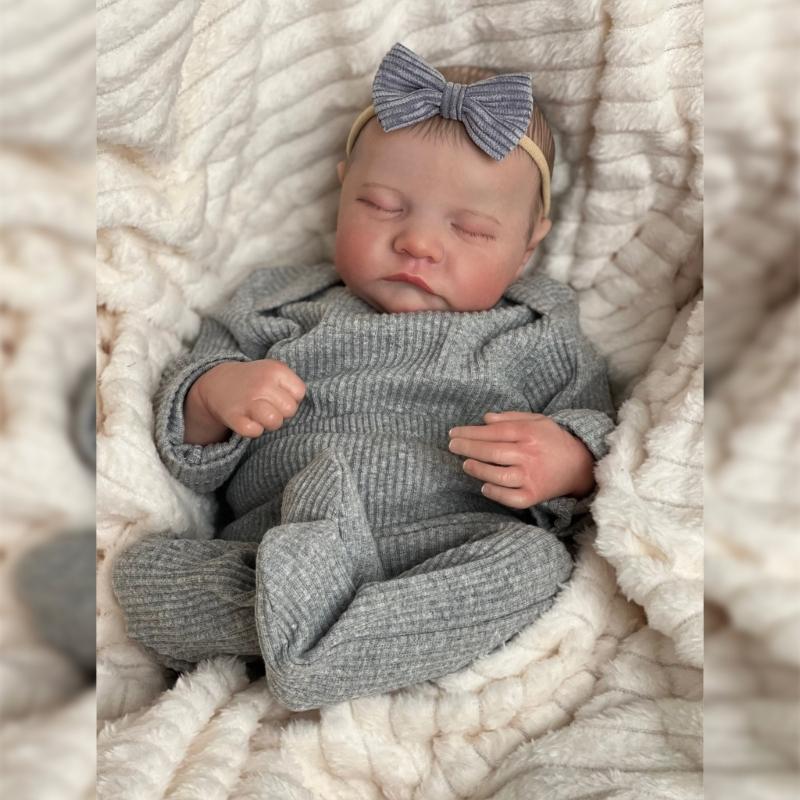 Realistic Reborns Newborn Baby 19Inch Sleeping Infant Doll Silicone/Cloth Body Baby with Clothes and Accessory Gift Set