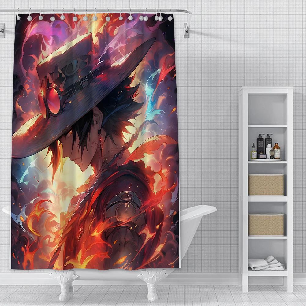 Shower Anime For L-Luffys Curtain Waterproof Polyester Fabric Paint Colorful Bath Curtains Home Bathroom Decor Curtain With Hook