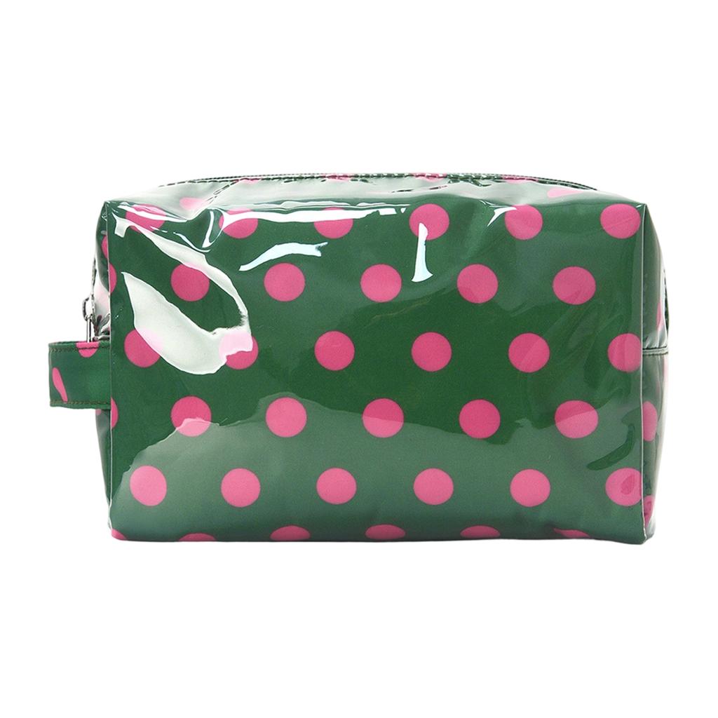 PVC Polka Dot Cosmetic Bag Travel Toiletry Organizer Waterproof Makeup Storage Case with Zipper Closure for Daily Use Washroom and Journey Essentials