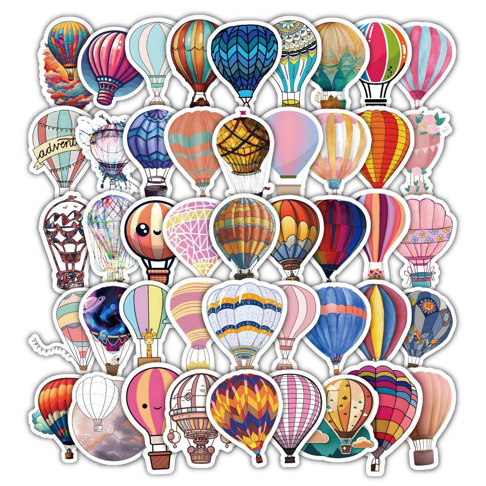60 Turkish Hot Air Balloon Helmet Stickers for Kids: Cartoon Decorations, Waterproof