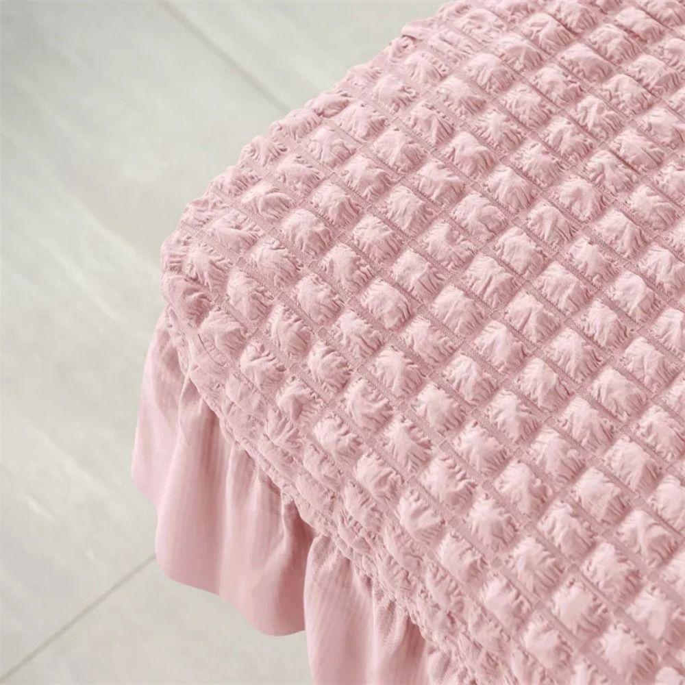 Universal Stool Cover Seersucker Footrest Slipcover Easy Install Ottoman Protector  Dining Room