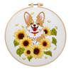 Floral Patterns Dog Embroidery Kit Corgi Embroidery Set Home Decor Cross Stitch Set  Beginner
