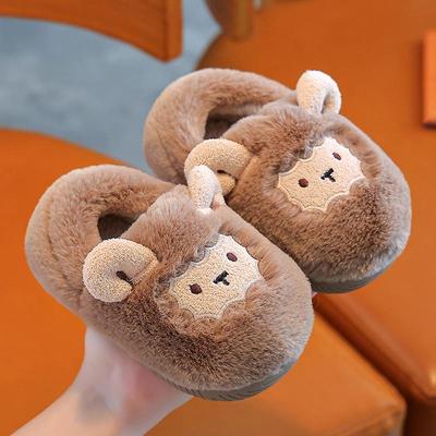 Плюшеві бавовняні капці для дітей 2024: Теплі домашні мультяшні капці, із закритою п'яткою для хлопчиків та дівчаток - Зимова колекція