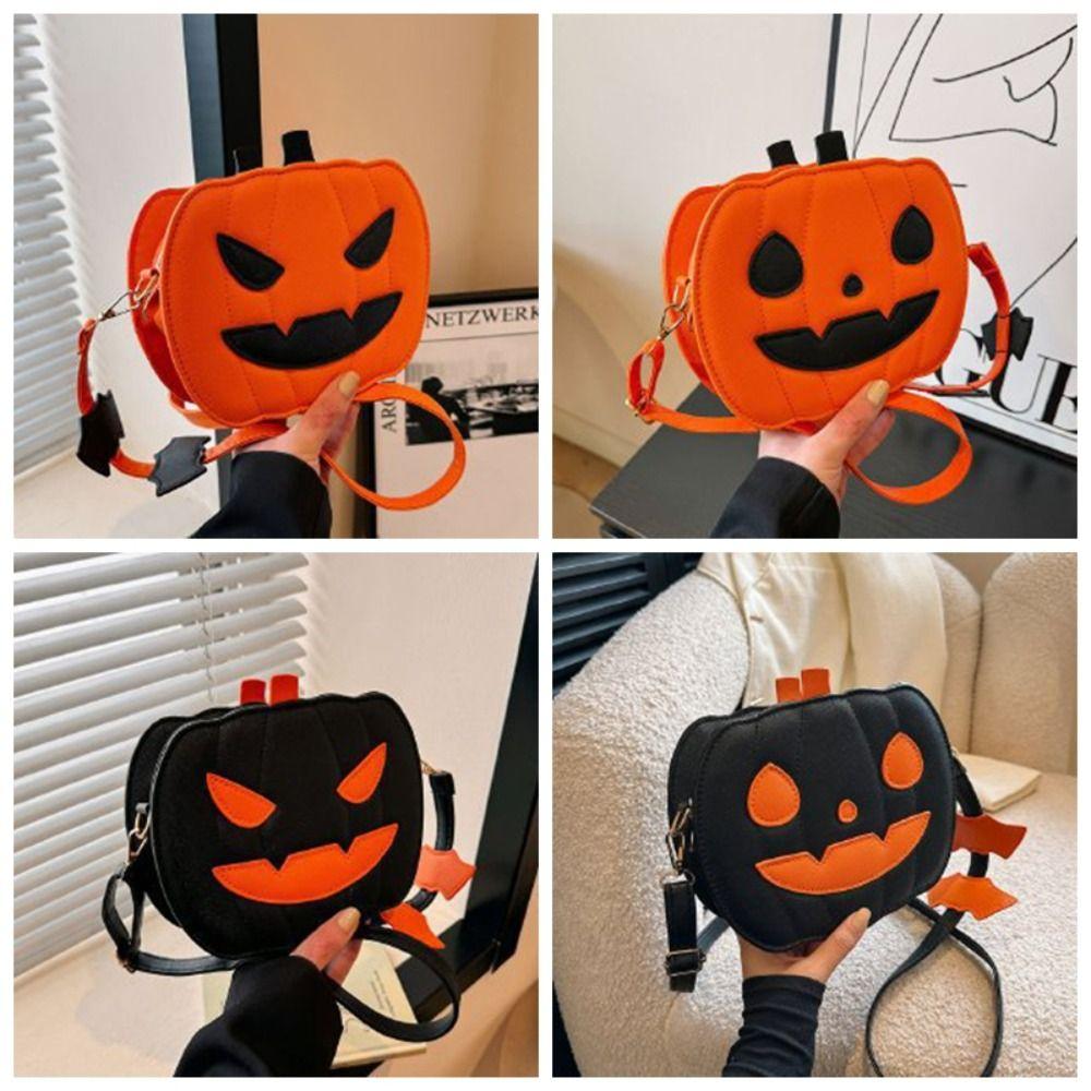 Large Capacity Halloween Pumpkin Bag PU Leather Square Crossbody Bag Pumpkin Shoulder Bag Party