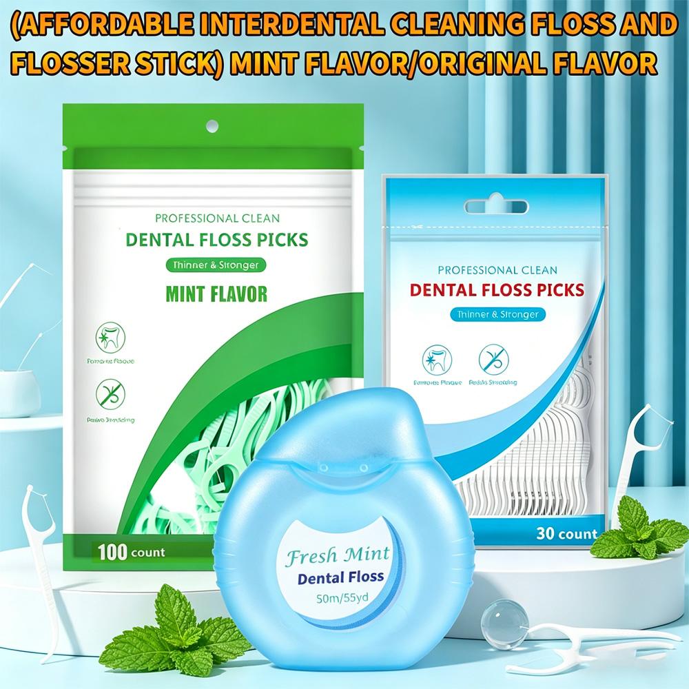 Affordable Teeth Cleaning Set Mint Dental Floss Picks with Floss Roll Daily Oral Care